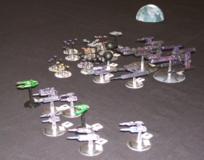 Kra'Vac Fleet at Battle of Lacaille. Ships by Ground Zero Games, Italieri and Games Workshop.