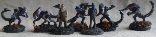 Space Demons by Khurasan Miniatures, Captain Bytt from Critical Mass Games, Crewman from GZG