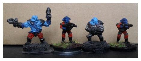 GZG Alien Mercenaries and Rebel Miniatures Kurgen - one on double washer